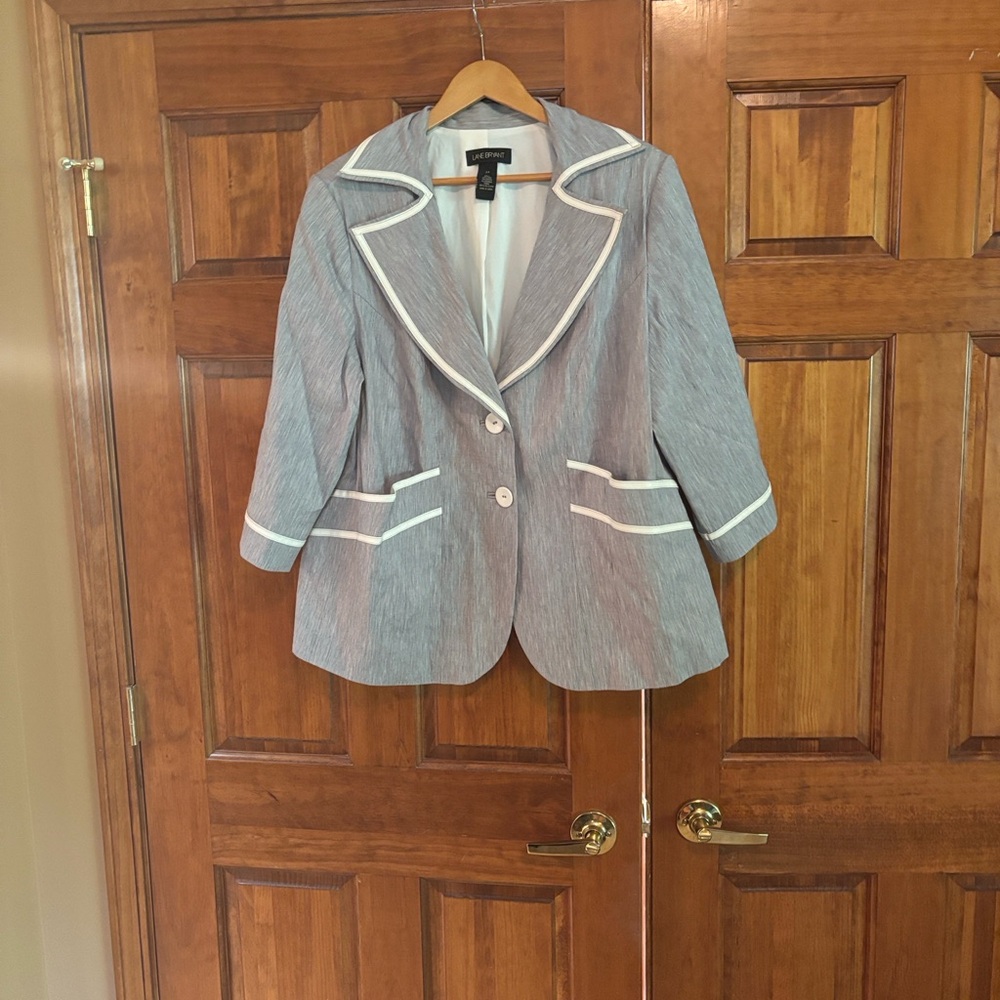 Lane Bryant Gray Blazer with White Accents